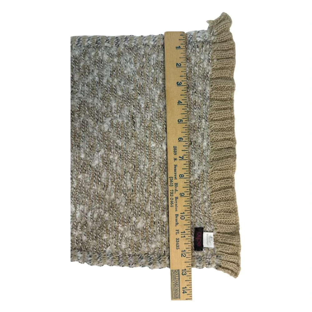 Echo‎ Design Multistitch Colorblock Knit Scarf Wrap Dark Academia Quiet Luxury